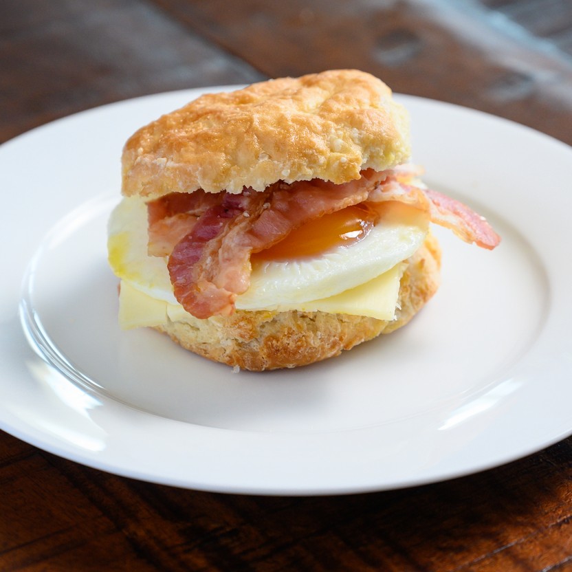 Egg and Bacon on a Biscuit
